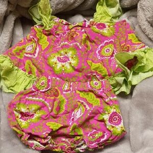 Vibrant Pink and Green Floral Baby Outfit